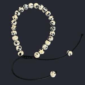 Dalmatian Jasper Adjustable Gemstone Bead Bracelet 6mm